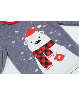 New style home clothes Bear printed parent-child suit Christmas printed parent-child pajamas