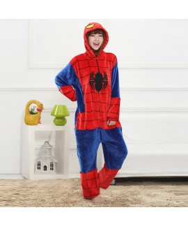 Flannel Spiderman One Piece Couple Pajamas Women's sleepwear sets