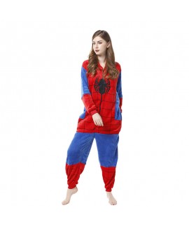 Flannel Spiderman One Piece Couple Pajamas Women's sleepwear sets