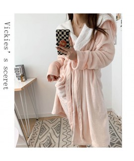 Autumn and winter flannel pajamas women's bathrobe long flannel home sleepwear