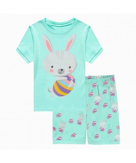 Easter Day Cartoon Rabbit Print Children's Two Pieces Pajamas sets