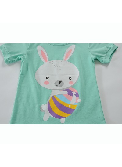 Easter Day Cartoon Rabbit Print Children's Two Pieces Pajamas sets