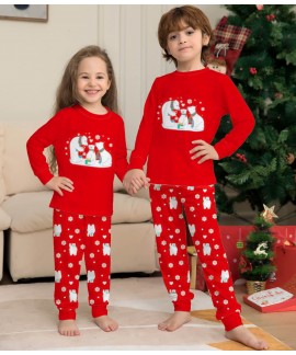 Snowflake Bear Christmas print loungewear pajama set