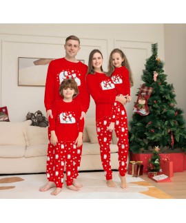 Snowflake Bear Christmas print loungewear pajama s...