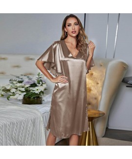 women's imitation silk pajamas cool ice silk nightdress