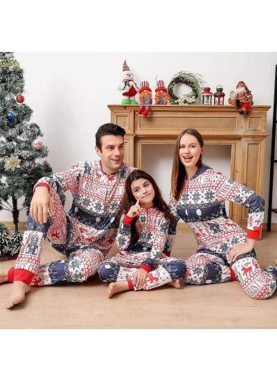 Printed Christmas home clothes pajamas two-piece suit