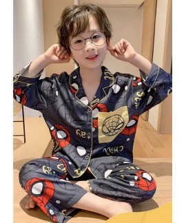 Cartoon Long Sleeve Boys sleepwear Single Breasted Pajama sets