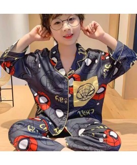 Cartoon Long Sleeve Boys sleepwear Single Breasted Pajama sets