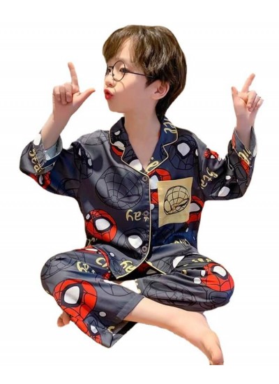 Cartoon Long Sleeve Boys sleepwear Single Breasted Pajama sets