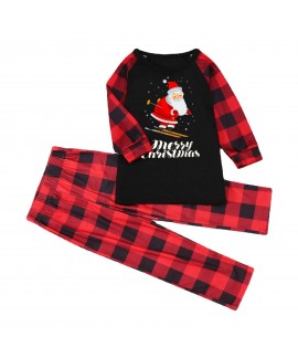 Hot sale Christmas printed European and American parent-child home clothes pajamas