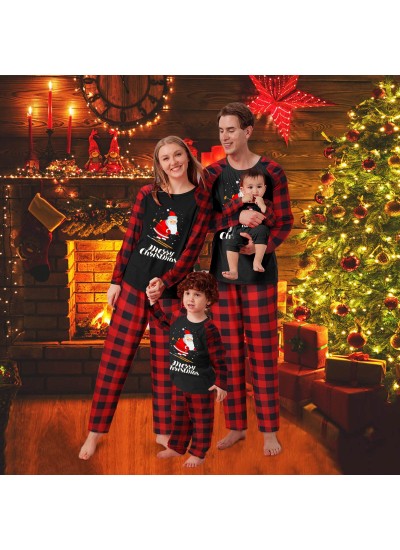 Hot sale Christmas printed European and American parent-child home clothes pajamas