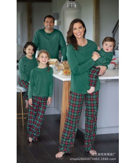 Christmas housewear parent-child suit plaid printed pajamas