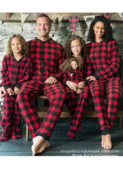 2023 European and American Christmas parent-child home one-piece pajamas
