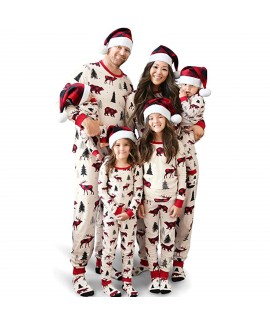 Color contrast elk bear parent-child home pajama s...