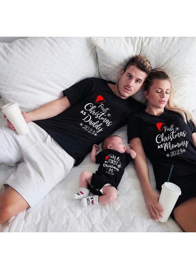 Family wear ins AliExpress parent-child family T-shirt frist Christmas mommy pajamas