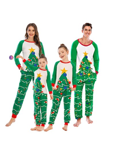 Cartoon cute print Christmas parent-child festive loungewear pajamas