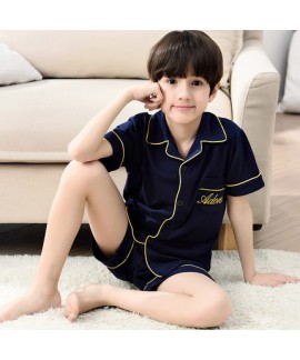 short sleeved Children's cotton pajamas boy's Cartoon print pajama sets