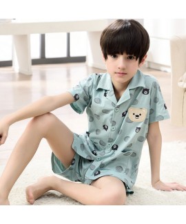 short sleeved Children's cotton pajamas boy's Cartoon print pajama sets