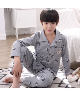 short sleeved Children's cotton pajamas boy's Cartoon print pajama sets