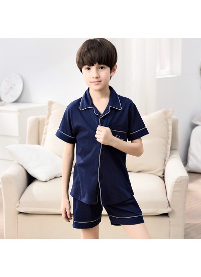 short sleeved Children's cotton pajamas boy's Cartoon print pajama sets