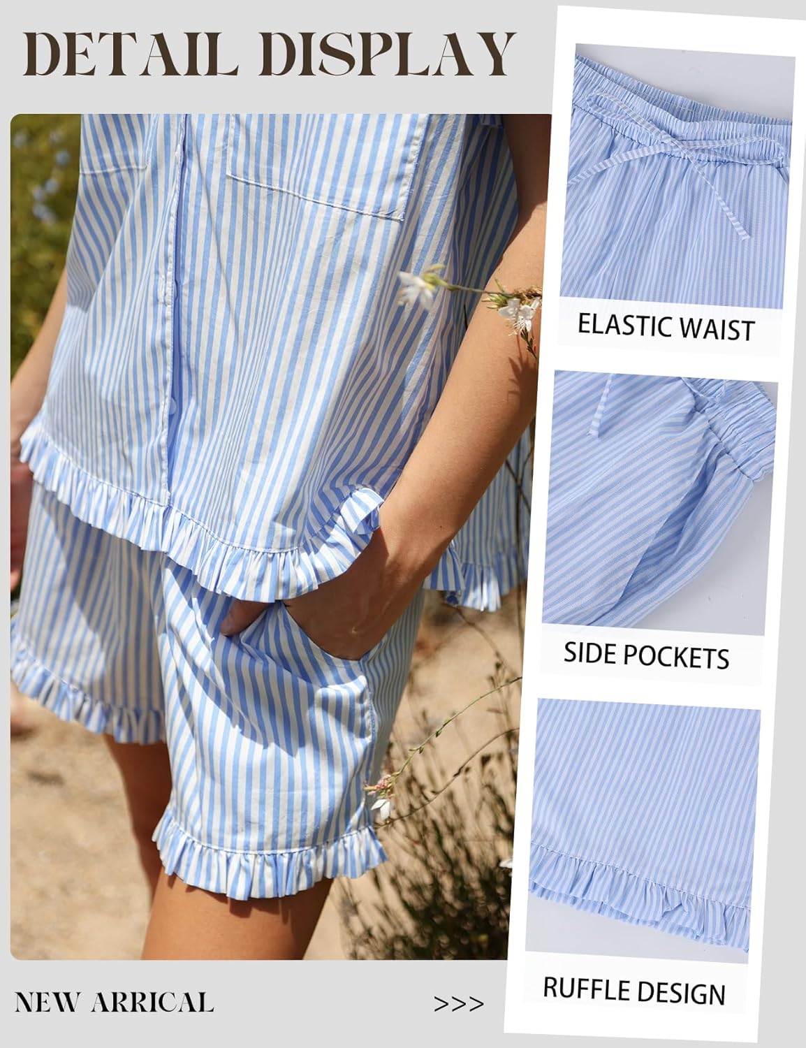 Women's Cotton Striped Pajama Set 2 Piece Sleepwear