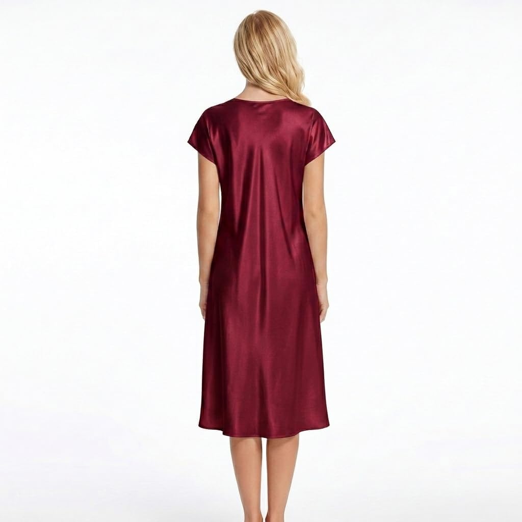 100% Mulberry Silk Nightgown – 19 Momme V-Neck Sleepwear