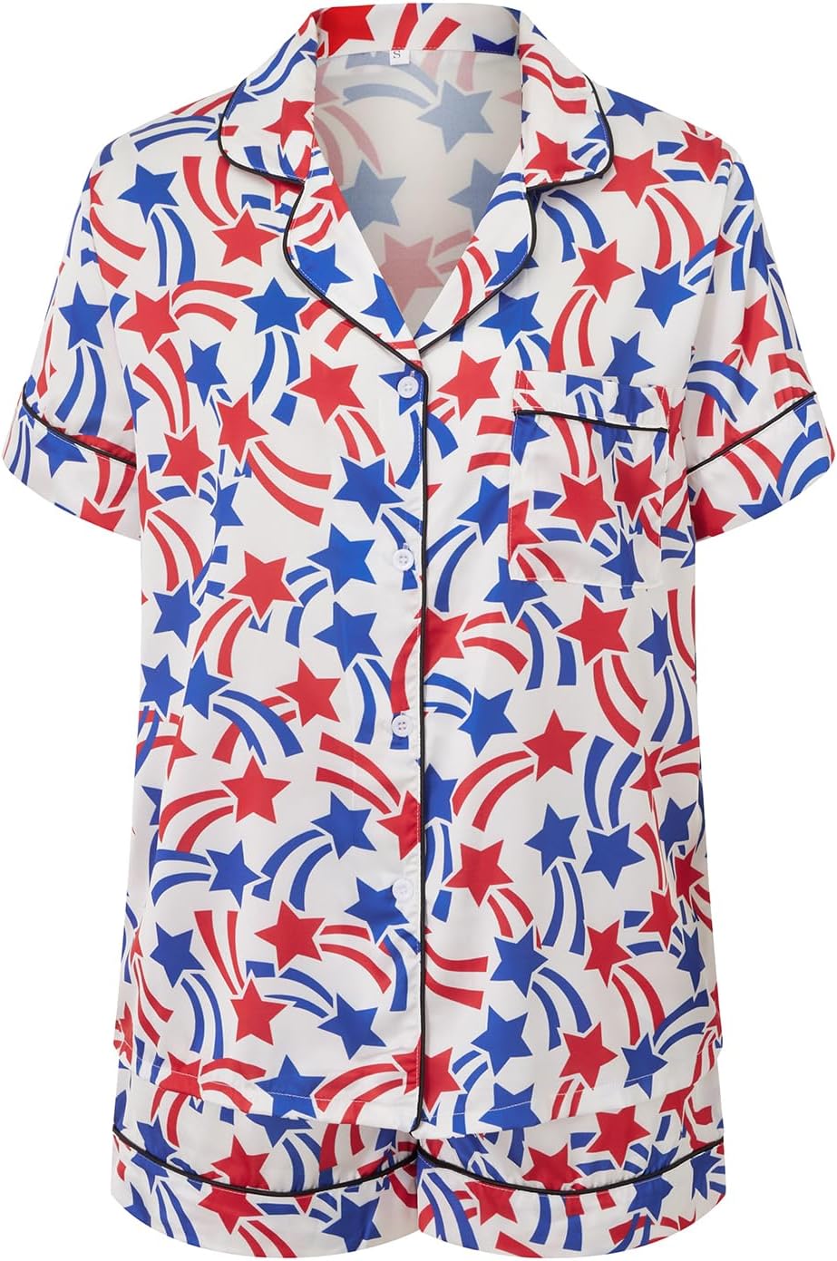 Women's Satin Pajamas Set – Star Print Lounge Set